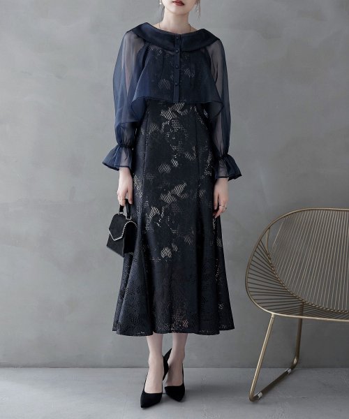 etoll. エトル シアーブラウス&マーメイドキャミソール セット ドレス 結婚式 パーティードレス オケージョン ワンピース お呼ばれ 二次会 マルチway ワンピース エトル ポリエステル100％ 着丈 5cm バスト 裾まわり