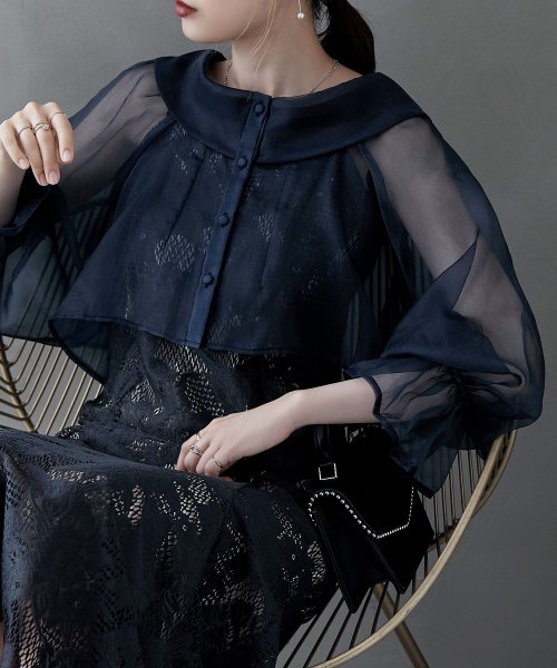 etoll. エトル シアーブラウス&マーメイドキャミソール セット ドレス 結婚式 パーティードレス オケージョン ワンピース お呼ばれ 二次会 マルチway ワンピース エトル ポリエステル100％ 着丈 5cm バスト 裾まわり