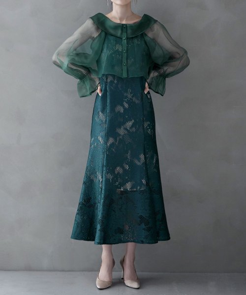 etoll. エトル シアーブラウス&マーメイドキャミソール セット ドレス 結婚式 パーティードレス オケージョン ワンピース お呼ばれ 二次会 マルチway ワンピース エトル ポリエステル100％ 着丈 5cm バスト 裾まわり