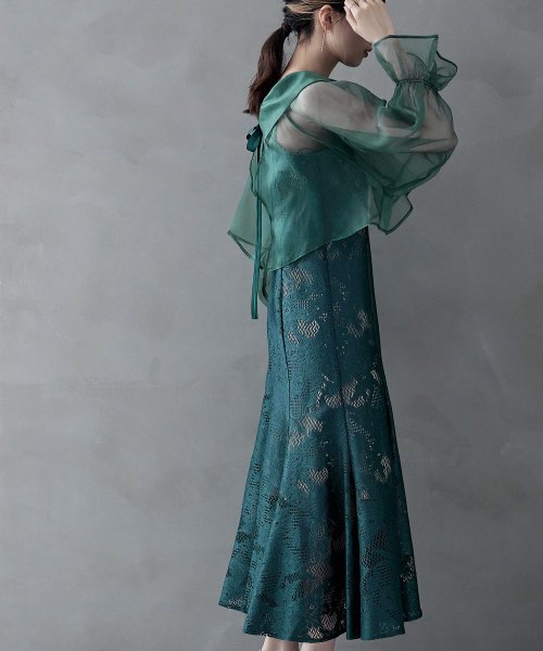 etoll. エトル シアーブラウス&マーメイドキャミソール セット ドレス 結婚式 パーティードレス オケージョン ワンピース お呼ばれ 二次会 マルチway ワンピース エトル ポリエステル100％ 着丈 5cm バスト 裾まわり
