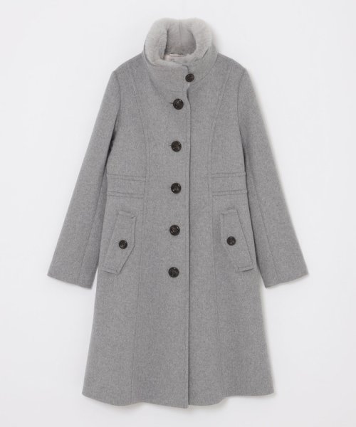 ファインウールダブルビーバースタンドカラーコート 