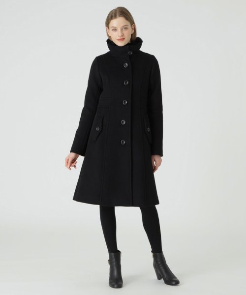 ファインウールダブルビーバースタンドカラーコート 