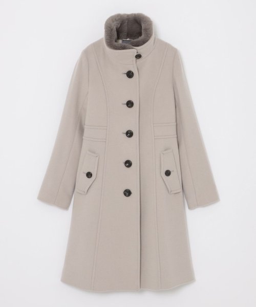 ファインウールダブルビーバースタンドカラーコート 
