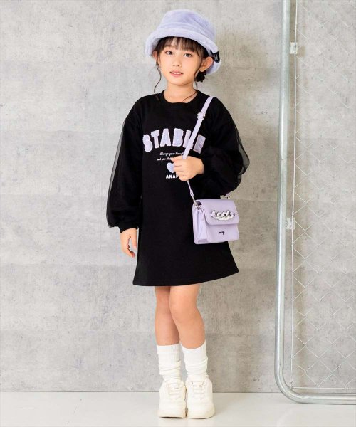 ANAP KIDS(アナップキッズ)/ファーワッペン チュール袖 裏毛 スウェット ワンピース/img08