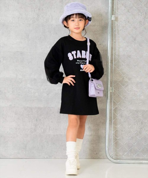 ANAP KIDS(アナップキッズ)/ファーワッペン チュール袖 裏毛 スウェット ワンピース/img09