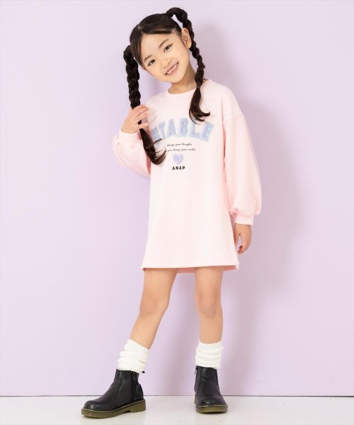 ANAP KIDS(アナップキッズ)/ファーワッペン チュール袖 裏毛 スウェット ワンピース/img16