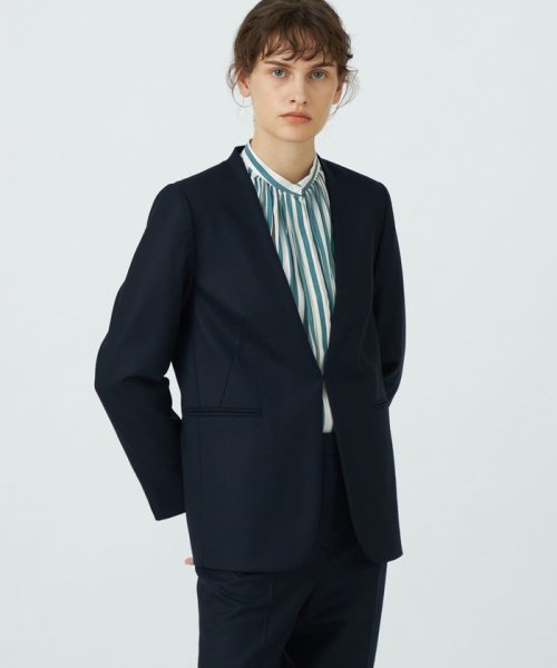 スーパーファインサキソニー ノーカラーフロントホックジャケット 