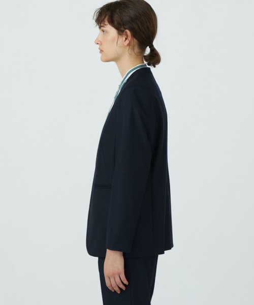 スーパーファインサキソニー ノーカラーフロントホックジャケット 