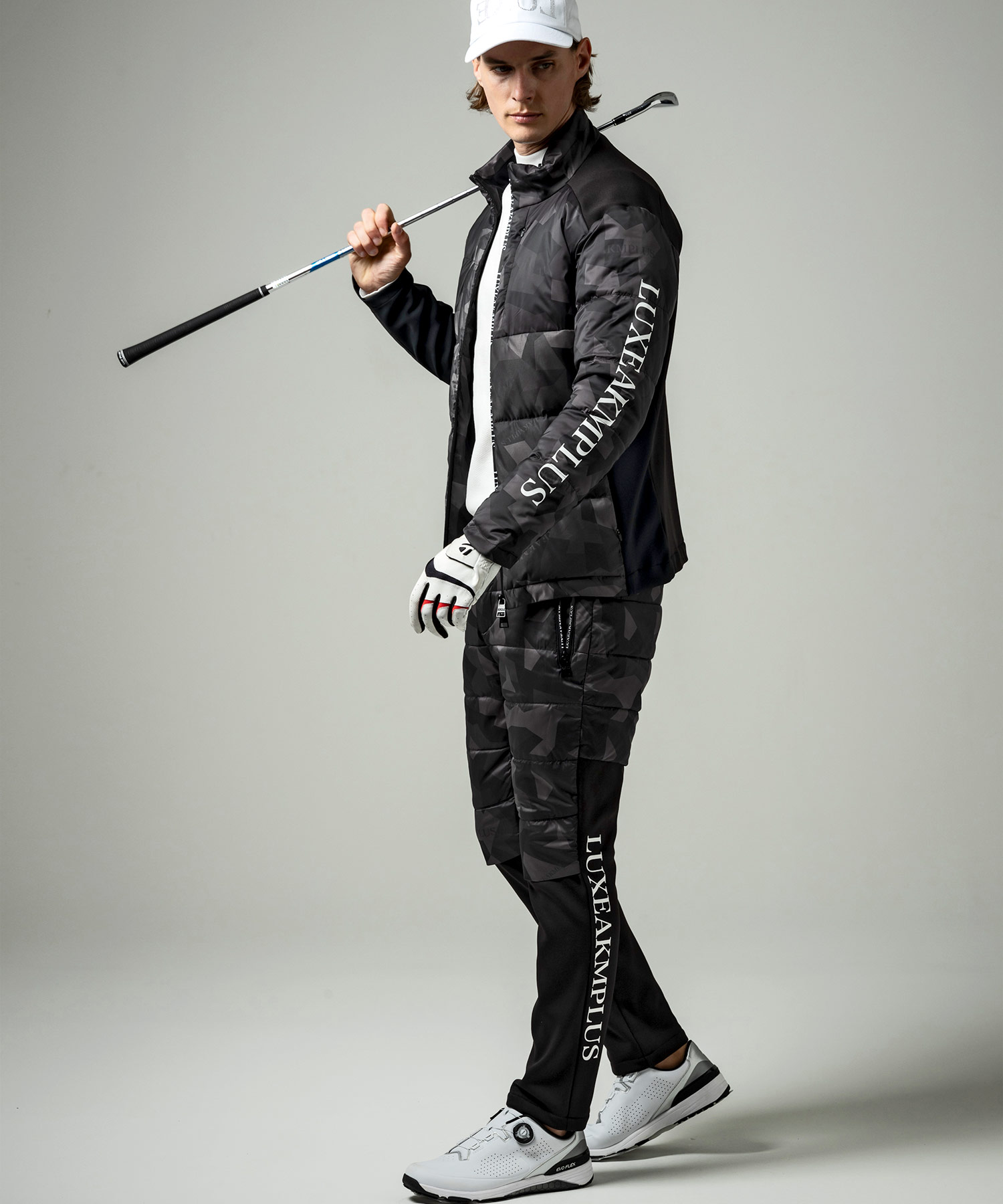 LUXEAKMPLUS ゴルフパンツ 中綿ロゴテーパードパンツ メンズ M