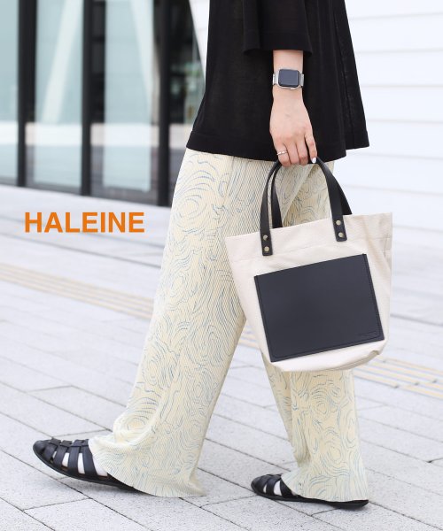 HALEINE(アレンヌ)/[HALEINE]キャンパス生地ヌメ革2WAYトートバッグ/img01