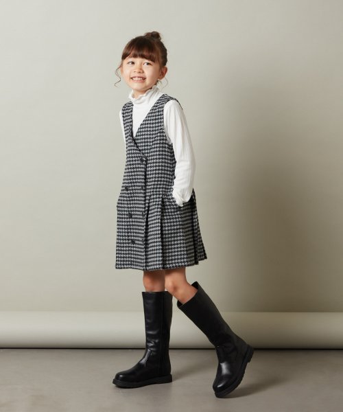 a.v.v(KID'S)(アー・ヴェ・ヴェキッズ)/[120－130]【セットアップ対応】シャギーチェックジャンパースカート/img01