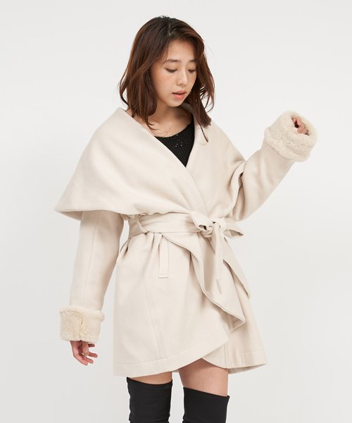 ファー付BIGカラーミドルコート 