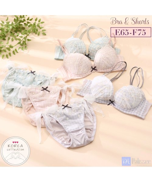 palissee( パリーゼ)/【脇高】【EFカップ】ギンガムチェックフラワー 3/4カップブラ＆ショーツ/img01