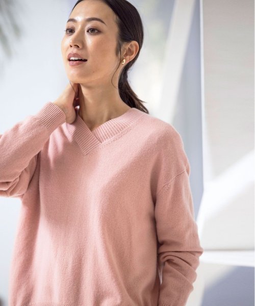 J.PRESS LADIES(J．プレス　レディス)/【洗える】CASHMERE BLEND Vネック ニット/img01