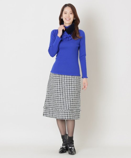 ハウンドトゥースツイード Aラインスカート 