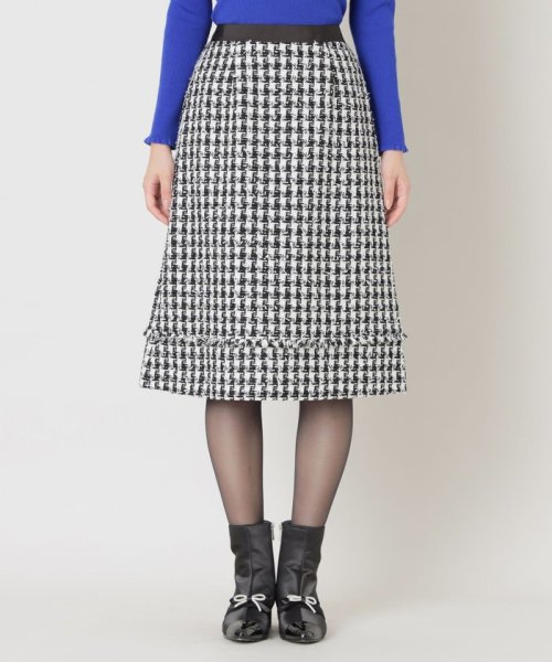 ハウンドトゥースツイード Aラインスカート 