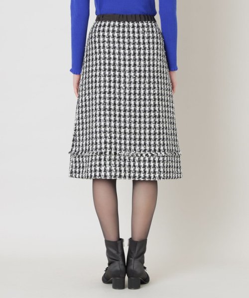 ハウンドトゥースツイード Aラインスカート 