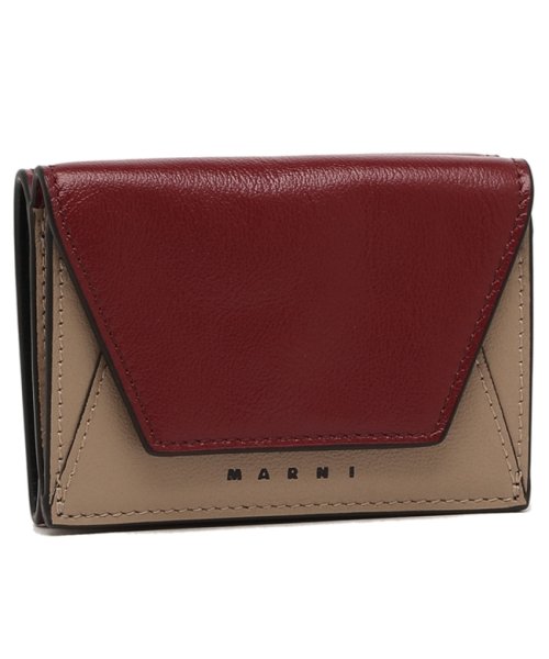 MARNI(マルニ)/マルニ 三つ折り財布 ミニ財布 ワインレッド ベージュ メンズ MARNI PFMI0052U0 P2644 ZO596 TRIFOLD WALLET WINE/img01