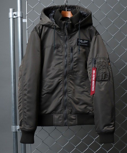 【ALPHA/アルファ】THERMOLITE HOODED RIB JACKET/フーデッドリブジャケット TA1672 ミリタリーブルゾン アウター ALPHA/アルファ HOODED RIB