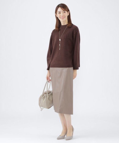 【L】【ウォッシャブル】エアリーウールミニケーブルボトルネックニット ウォッシャブル