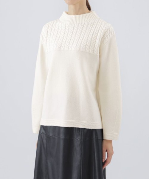 【L】【ウォッシャブル】エアリーウールミニケーブルボトルネックニット ウォッシャブル