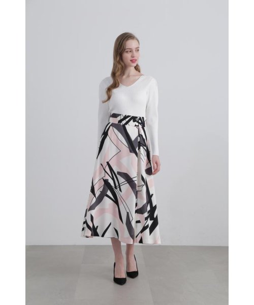 ◆ジオメトリックアートプリントスカート 