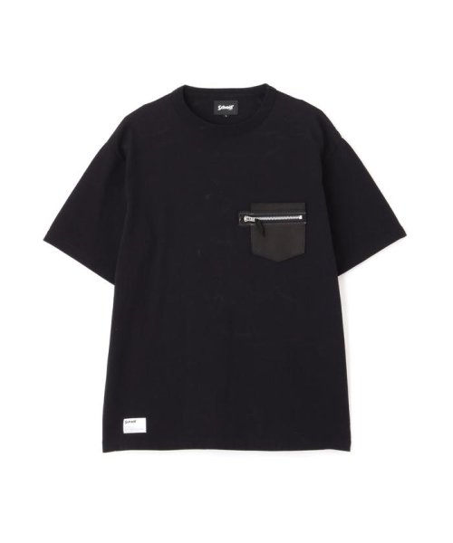 Schott(ショット)/T－SHIRT CUSTOM ZIP LEATHER PKT/カスタムジップ レザーポケット Tシャツ/img02