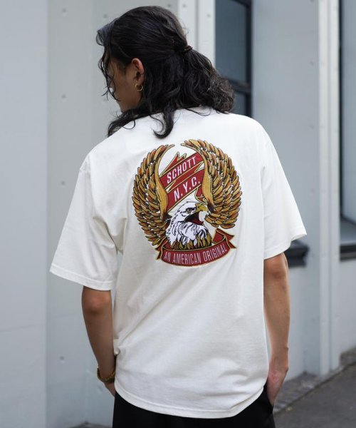 Schott(ショット)/T－SHIRT "EAGLE AND RIBBON EMB"/刺繍Tシャツ "イーグル アンド リボン/img08