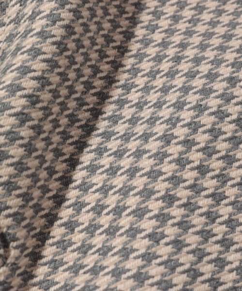 ウールコットンアクリル千鳥格子スタンドカラーコート  Q2134801480(16225円)