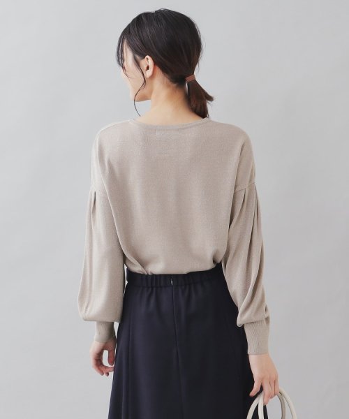 セール】【ゆる感／洗える】ボリュームスリーブ Vネックラメニット  