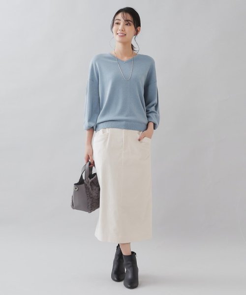 セール】【ゆる感／洗える】ボリュームスリーブ Vネックラメニット  