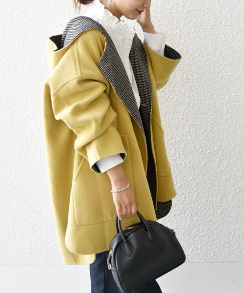 SHIPS any: リバー フーディー ポンチョ ハーフ コート SHIPS any リバー ポンチョ