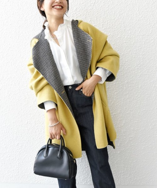 SHIPS any: リバー フーディー ポンチョ ハーフ コート SHIPS any リバー ポンチョ