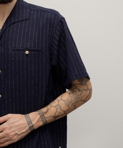 Schott(ショット)/HV SHIRT "DOT AND STRIPE"/ヘンプビスコース シャツ 'ドットアンドストライプ'/img07