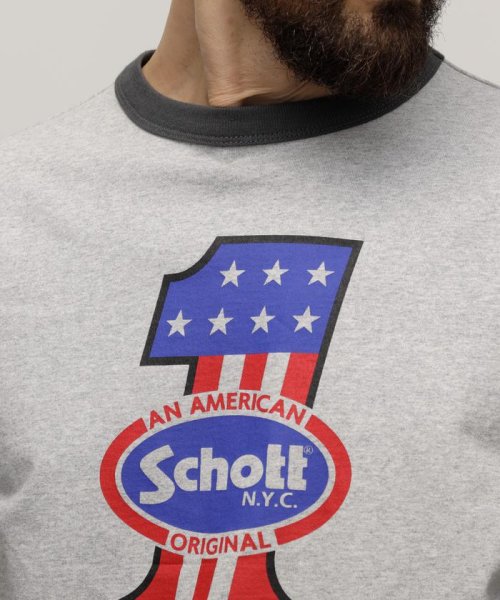 Schott(ショット)/HEATHER TRIM T－SHIRT"NO.1 AMERICAN"/ヘザートリムTシャツ "ナンバーワン アメリカン/img03