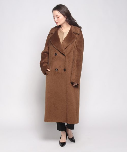 アルパカ混シャギーダブルコート 