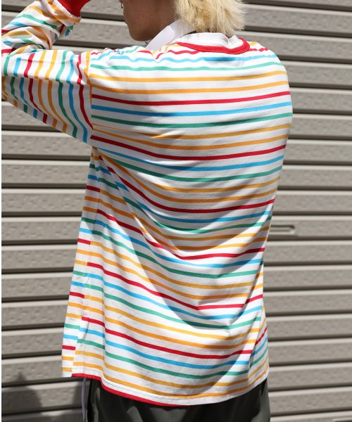HOOK(HOOK（フック）)/HOOK －original－　溶けるハート刺繍カラフルボーダー長袖tシャツ/img04