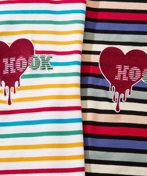 HOOK(HOOK（フック）)/HOOK －original－　溶けるハート刺繍カラフルボーダー長袖tシャツ/img15