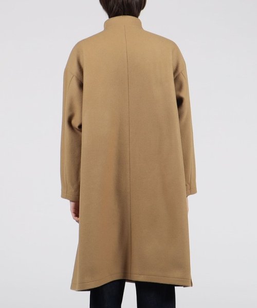 ファインメリノメルトン スタンドカラーコート 