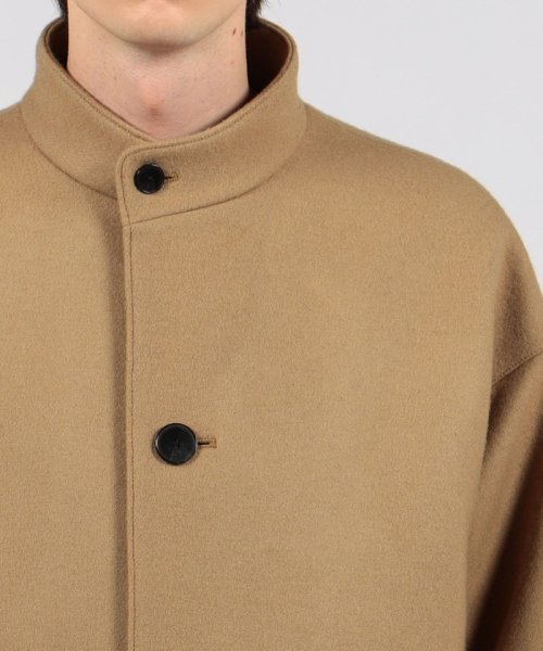 ファインメリノメルトン スタンドカラーコート 