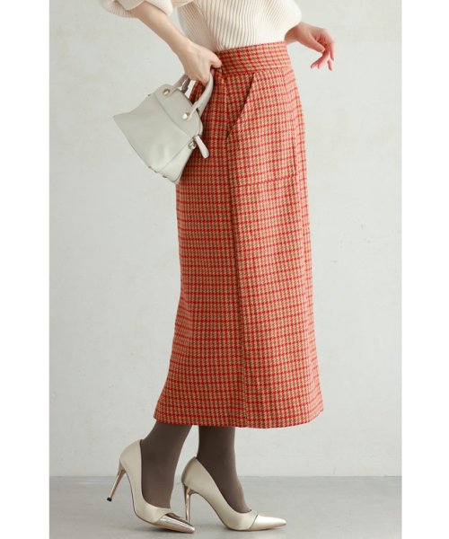 あったかチェックのIラインミディアムスカート あったかチェックのIラインミディアムスカート GM1267202086(9776円)