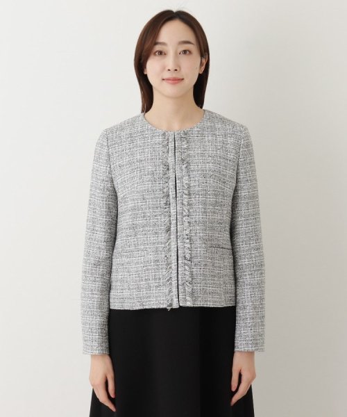 【セレモニースーツ】ラメツイード ノーカラージャケット Mサイズ着用 ＊＊＊＊＊＊＊＊＊＊＊＊＊＊＊＊＊＊＊＊＊＊