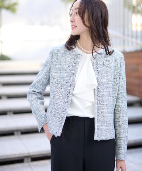 【セレモニースーツ】ラメツイード ノーカラージャケット Mサイズ着用 ＊＊＊＊＊＊＊＊＊＊＊＊＊＊＊＊＊＊＊＊＊＊