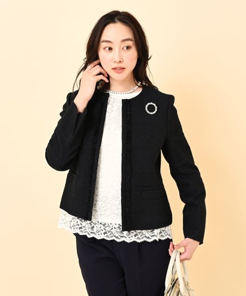 【セレモニースーツ】ラメツイード ノーカラージャケット Mサイズ着用 ＊＊＊＊＊＊＊＊＊＊＊＊＊＊＊＊＊＊＊＊＊＊