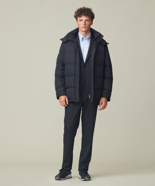 【ビジネス対応可】ベーシックタフタ ダウンコート / デタッチャブルフード 