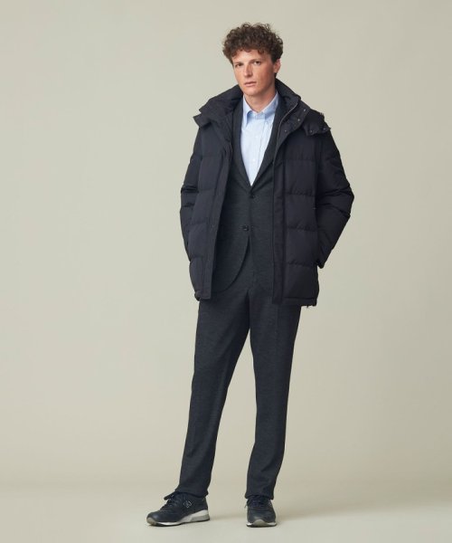 【ビジネス対応可】ベーシックタフタ ダウンコート / デタッチャブルフード 