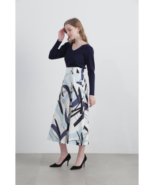 ◆ジオメトリックアートプリントスカート 