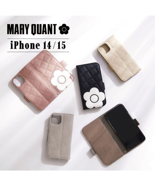 MARY QUANT(マリークヮント)/MARY QUANT マリークヮント iPhone 15 14 ケース スマホケース 携帯 レディース スタンド PU QUILT LEATHER BOOK T/img01