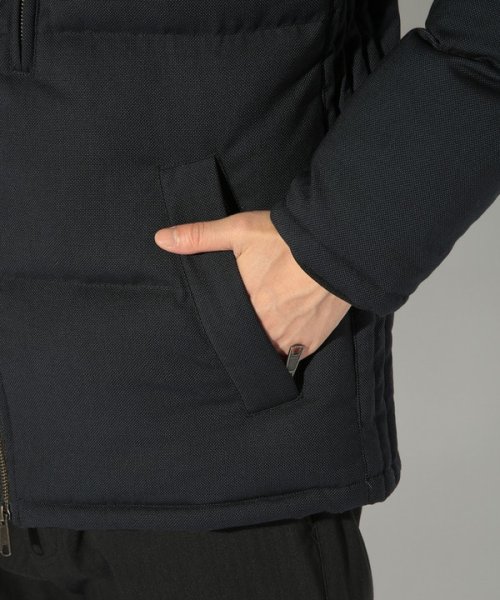 T/Rバーズアイスタンドカラーエコダウンブルゾン 