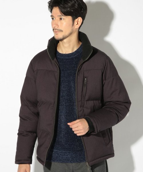 T/Rバーズアイスタンドカラーエコダウンブルゾン 